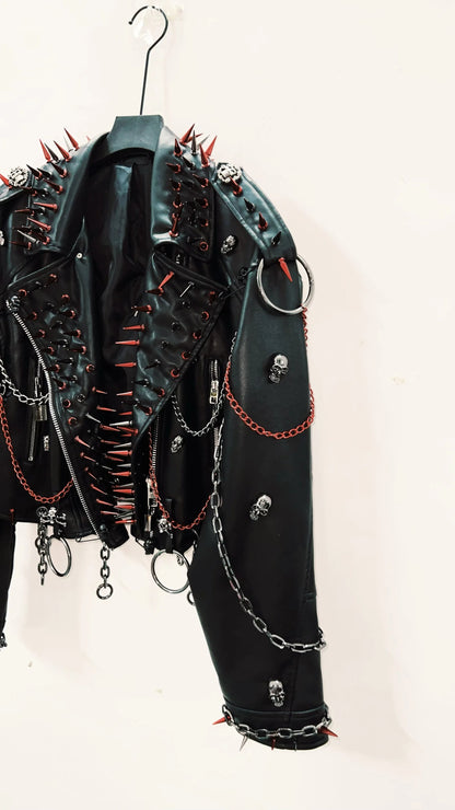 vintage Leather jacket Gothic Leather jacket Punk Leather jacketoversizeLeather jacket Rivet Leather jacket skull Leather jacket SS69