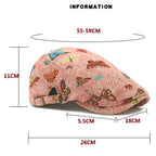 HT4729 Berets for Women Retro Butterfly Embroidery Artist Painter Beret Hat Retro Ivy Flat Cap Male Female Adjustable Beret Cap