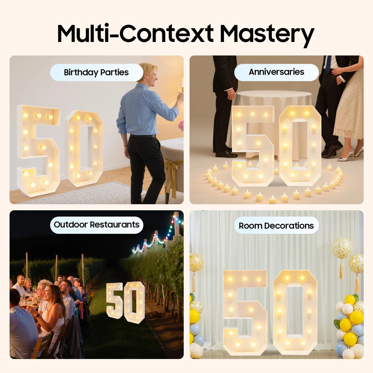 Bymaocar 100cm Giant LED Number Light for Birthday & Wedding Decor