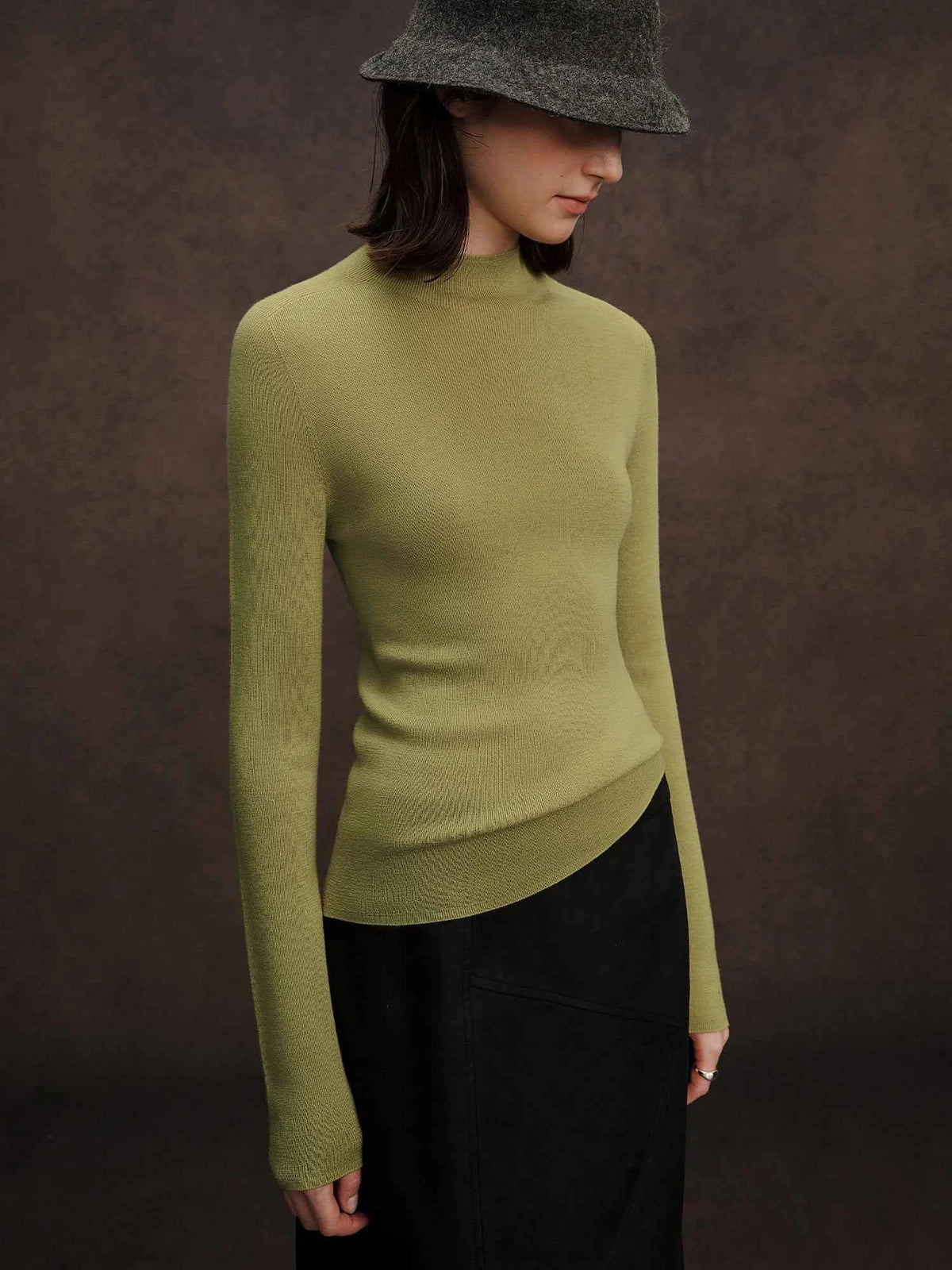 DUSHU Seamless Half-high Collar Pure Wool Pullovers Women Plus Size Autumn Winter Bottoming Sweater Solid Soft Breathable Tops