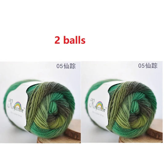 100% Wool Yarn Rainbow Color for Hand Knitting Crochet Plush Thickness Lanas Thread DIY Soft Scarf Shawl Sweater Free Shipping