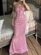 Hugcitar Women Elegant Floral Beach Vacation Bodycon Streetwear Long Dress 2026 Summer Clothes Wholesale Items For Business