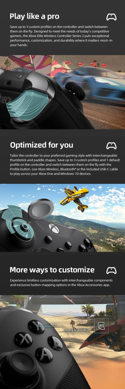 Microsoft Xbox Black Elite Wireless Controller Series 2  for Xbox Series S Xbox Series X XSS XSX 100% New Orginal  SS69