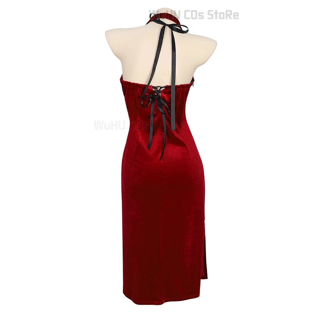 Ada Wong Resident Evil Red Cheongsam Cosplay Dress for Women
