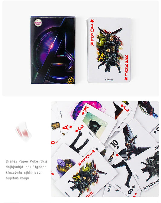 54Pcs/Box Disney Paper Playing Cards Mickey Avengers Frozen Anime Poker Cards Child Adult Desktop Games Toys - SS69