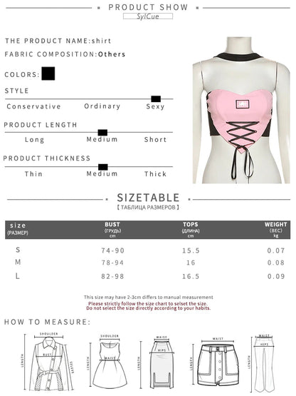 Sylcue Stitching Pink Sexy Hanging Neck Elastic Outer Wear Mature Charm Hot High Street Royal Sister Women's Vest Short Top SS69