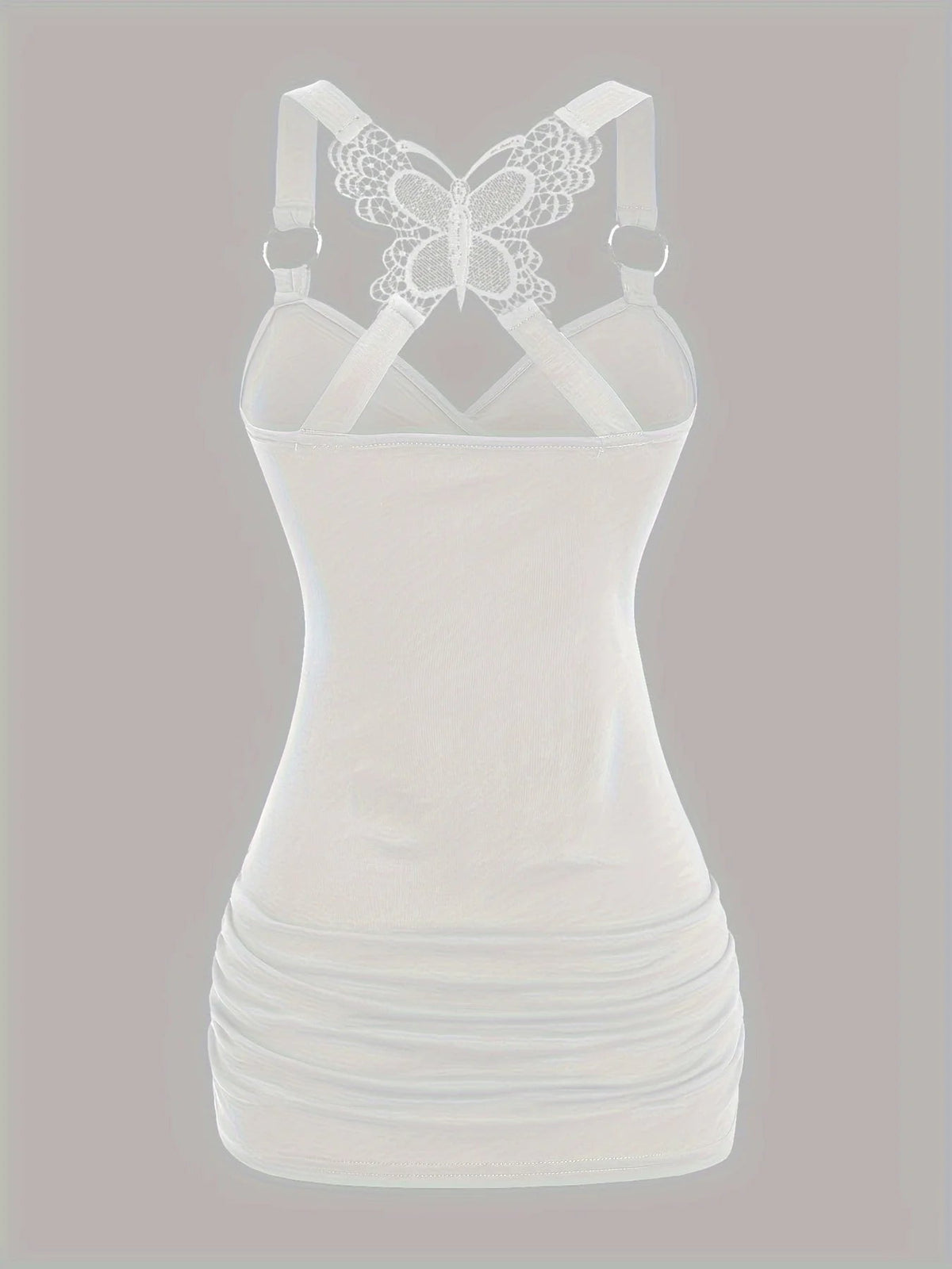 New European and American women's pleated suspenders butterfly lace cross vest in spring and summer of 2024 SS69