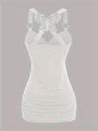 New European and American women's pleated suspenders butterfly lace cross vest in spring and summer of 2024 SS69