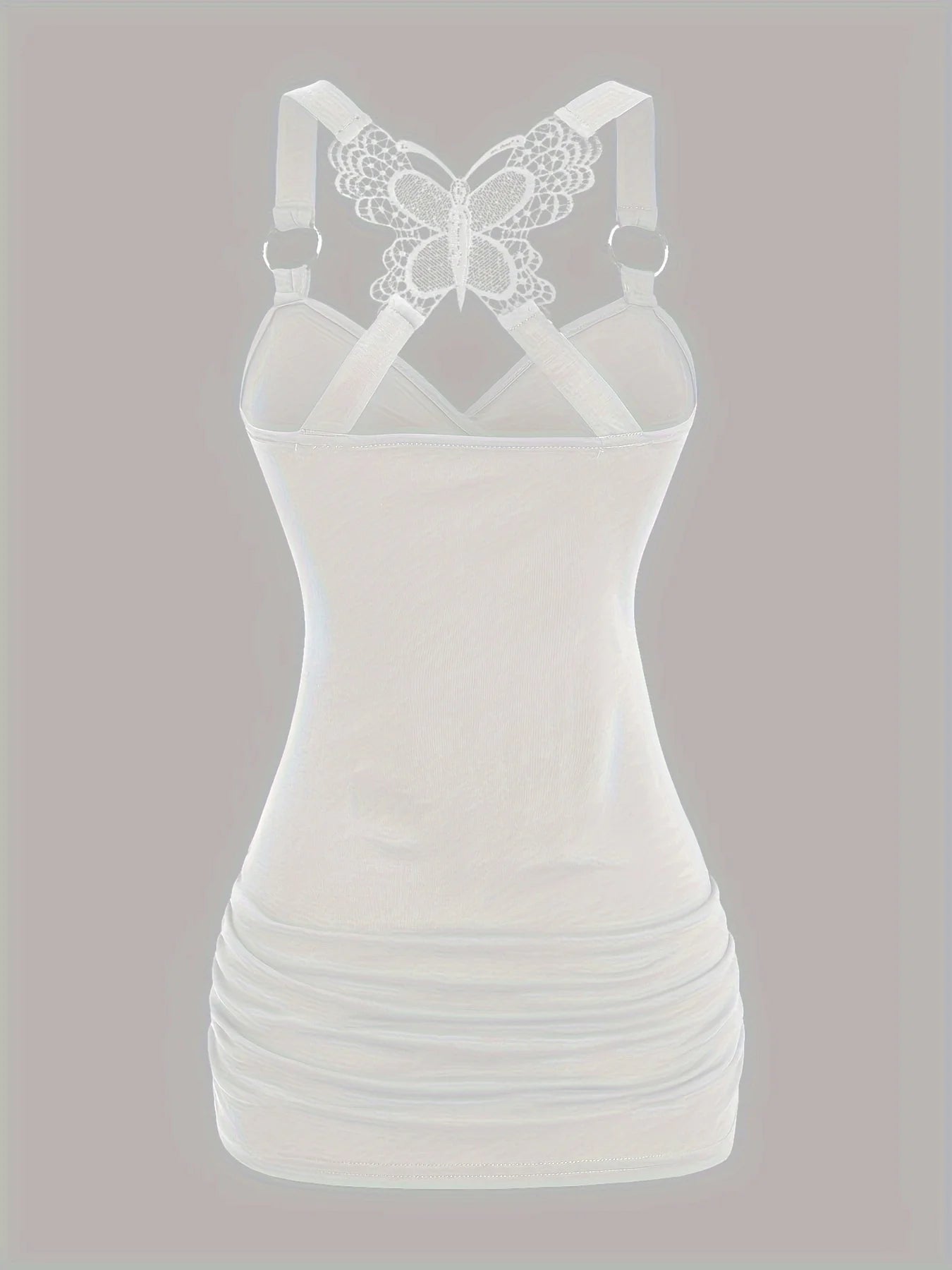 New European and American women's pleated suspenders butterfly lace cross vest in spring and summer of 2024 SS69