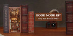 CUTEBEE DIY Book Nook Miniature Dollhouse Booknook with Touch Light Dust Cover Bookshelf Insert for Decor Gifts Secret Rhythm
