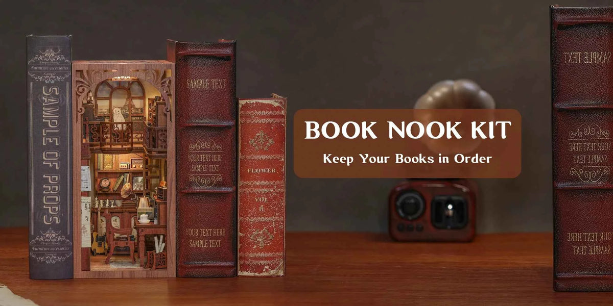 CUTEBEE DIY Book Nook Miniature Dollhouse Booknook with Touch Light Dust Cover Bookshelf Insert for Decor Gifts Secret Rhythm