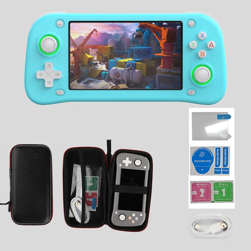 WDYQJE Open Source XF43 Retro Handheld Game Console Linux System Gaming Video Players Console Portable Pocket Device Child Gift SS69 74.69 light green / 128GB