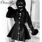 Japanese Mass-Produced Long Wool Collar Coat 20% Wool Waist-Cinching Sweet Girl Long Sleeve Slim Fit Elegant Lolita Woolen Coat