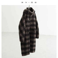 Plaid Coat~ Retro Style Horn Button Mid-Length Coat Women's Alpaca Wool Coat 2025 Winter British Style