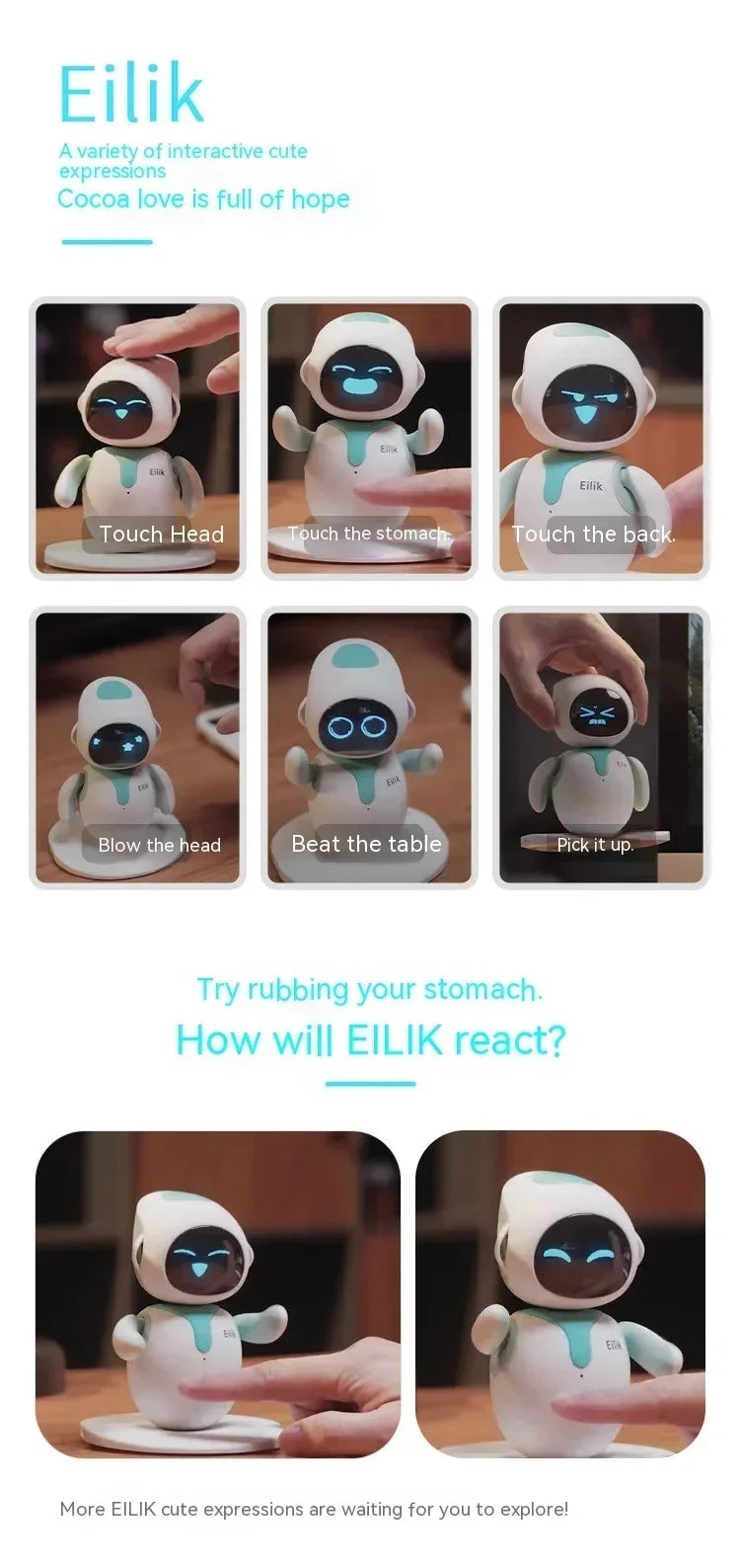 Eilik Robot Emotional Interaction Smart Companion Pet Robot Electronic Creative Custom Desktop Companion Christmas Toys Gifts SS69