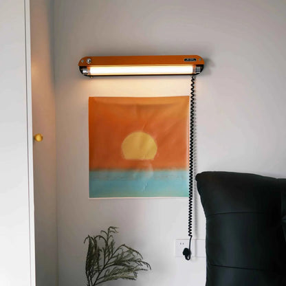 Bauhaus Retro Wall Lamp Vintage Industrial Orange Sconce No Wiring Needed LED Wall Light For Bedroom Study Room Sideboard Cafe