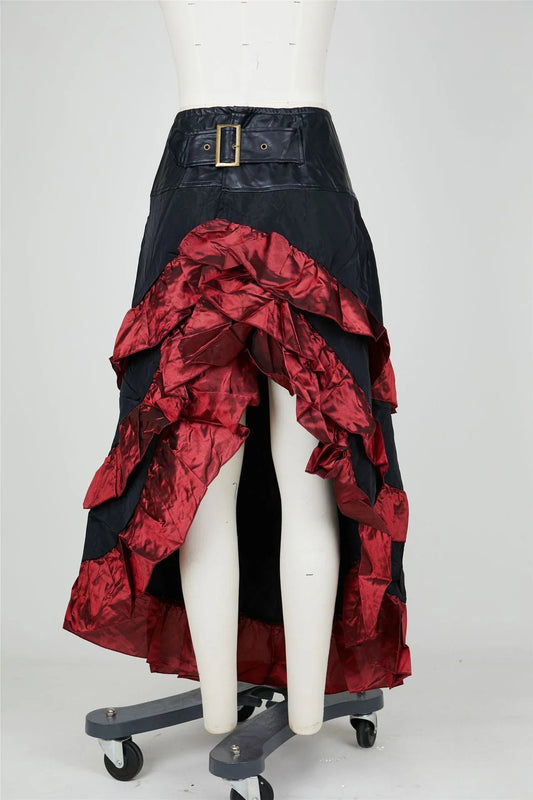 Cosplay Vintage Steampunk Dress Victorian Medieval Ruffled Satin Lotus Trim Gothic Skirts Women Corset Skirt Pirate Costumes SS69