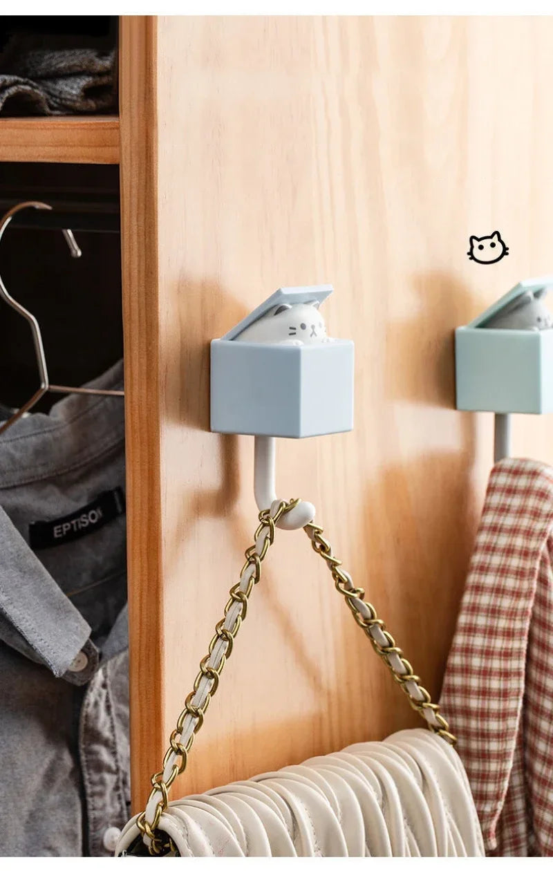 Self-Adhesive Cat Wall Hooks, Cute Animal Decorative Hanger