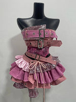 2000s Aesthetic Punk Style Women New 2 Piece Set Sexy Strapless Tops + High Waist Skirt Female Retro Chic Korean Popular Clothes