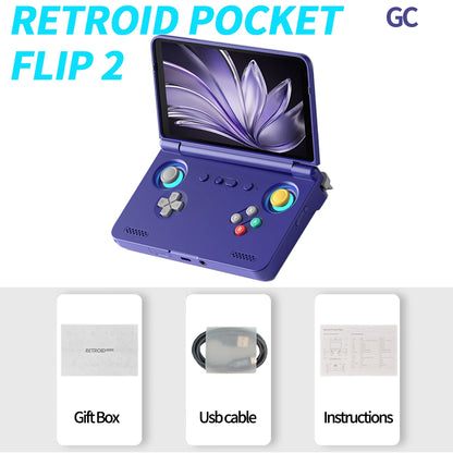 2025 Retroid Pocket Flip2 Retro Handheld Game Console Android13 5.5 Inch AMOLED Touch Screen Video Player Wifi Bluetooth PSP PS2