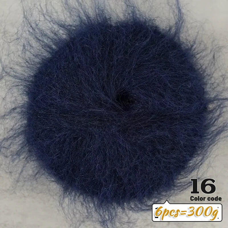 300g Colorful Long-Haired Alpaca Mohair Yarn Handmade DIY Material Knitting Autumn and Winter Fashion Women's Sweater Sweater Jacket Shawl Yarn Ball 1 Piece = 6 Pieces = 300g