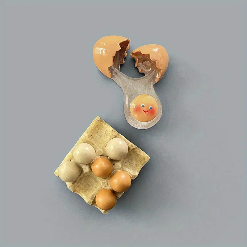 1-Pack Cute Smiling Chick Broken Eggshell Refrigerator Magnets, Round Plastic Kitchen Decor, Fun Cartoon Egg Fridge Magnets SS69
