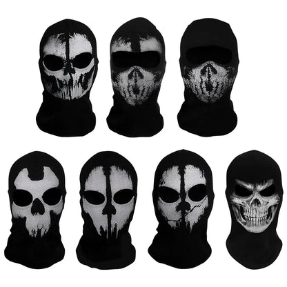 Ghost Skull Balaclava Full Face Mask for Halloween Cosplay and Cycling