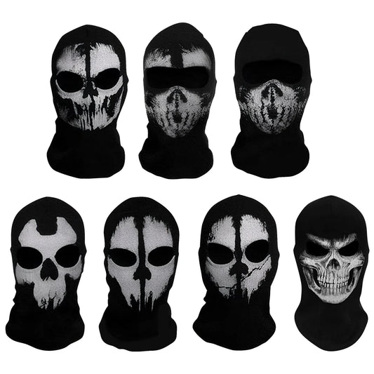Ghost Skull Balaclava Full Face Mask for Halloween Cosplay and Cycling