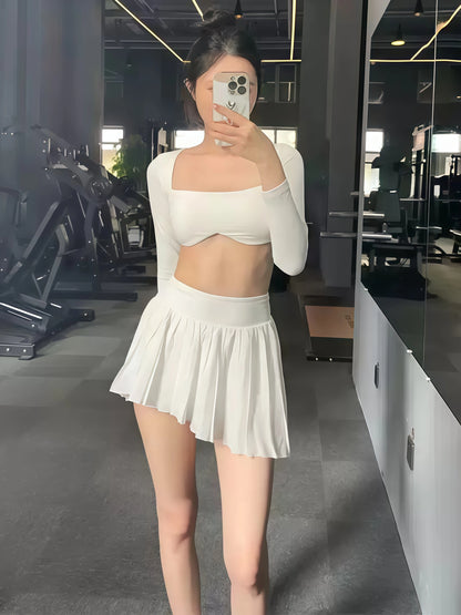 Long Sleeve Yoga Shirts Sexy Sports Top Tight Gym Clothes Woman Fitness Crop Top with Chest Pad Workout Yoga Top Athleisure - SS69