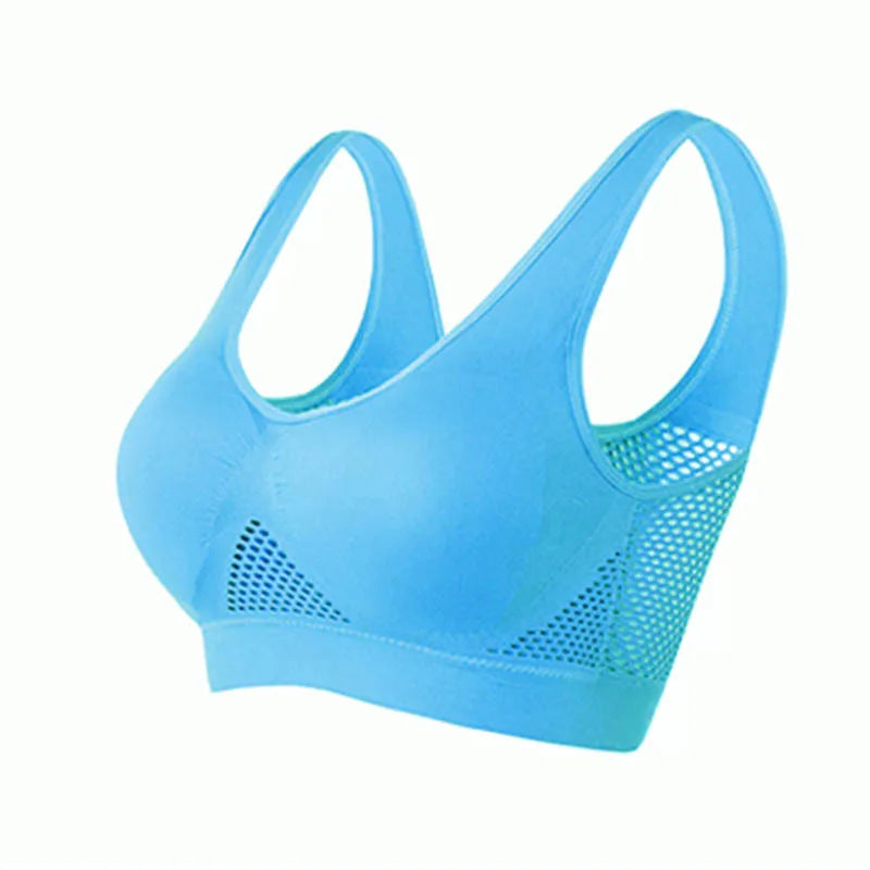 Breathable Sports Bra Top Fitness Women Brassiere Removable Padded Sport Bra Running Gym Seamless Push Up Bras SS69 8.69 Blue / M