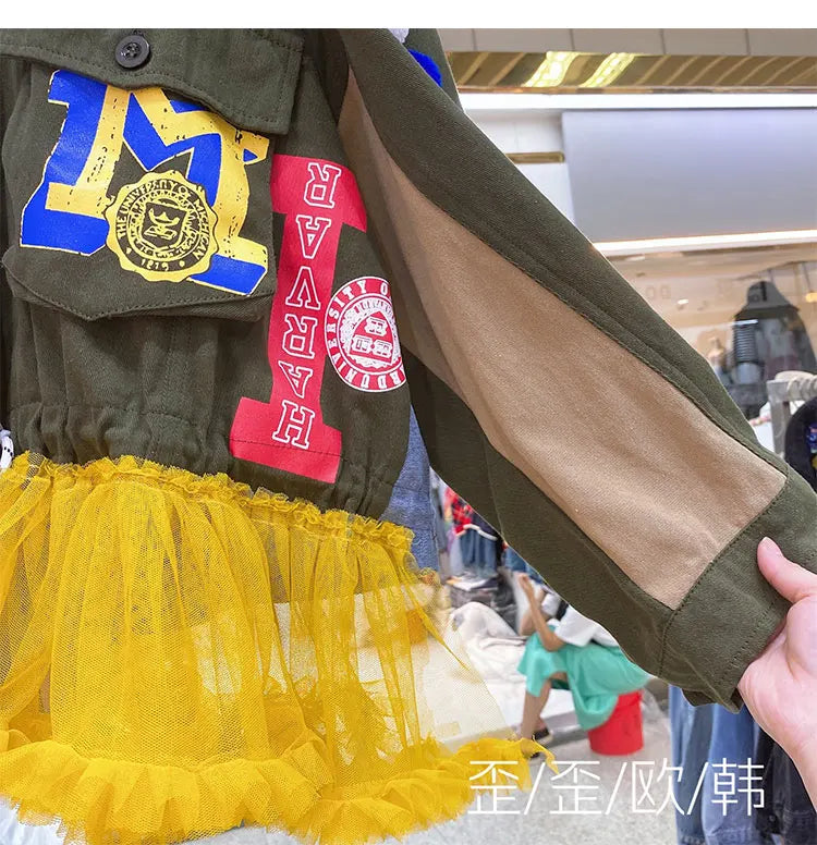 Women Floral Embroidery Sequined Trench Coats Mesh Spliced Ruffles Denim Jacket Hairballs Tassels Jeans Cardigan Streetwear Tops SS69