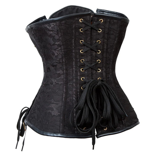 SS69 Brown Steampunk Underbust Corset, Steel Boned Floral Waist Trainer