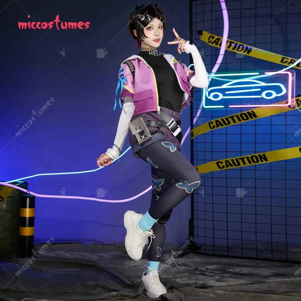 Miccostumes Wiomen's Clove Cosplay Costume Top and Jacket with Shorts and Tights Fullset