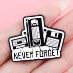 Vintage Cassette Tape Enamel Brooch Pin Retro 80s 90s