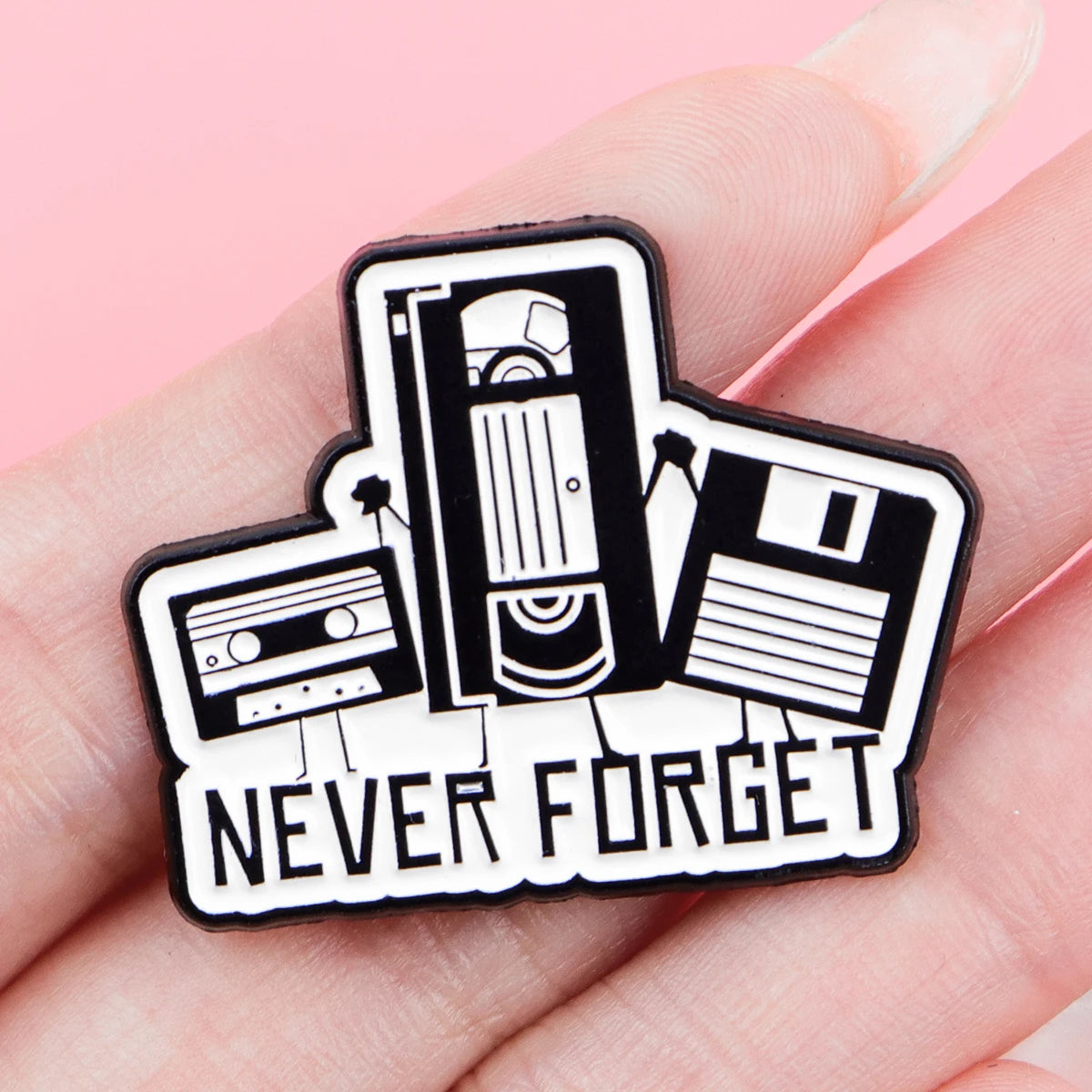 Vintage Cassette Tape Enamel Brooch Pin Retro 80s 90s