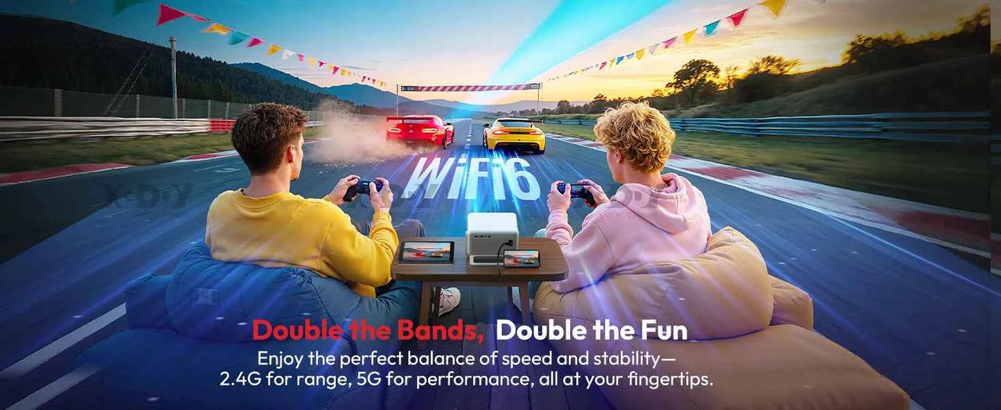 XGODY Gimbal N6 Pro 4K Projector Netflix Officially 700 Ansi Native 1080P Auto Focus Whale OS TV for Movie Home Theater