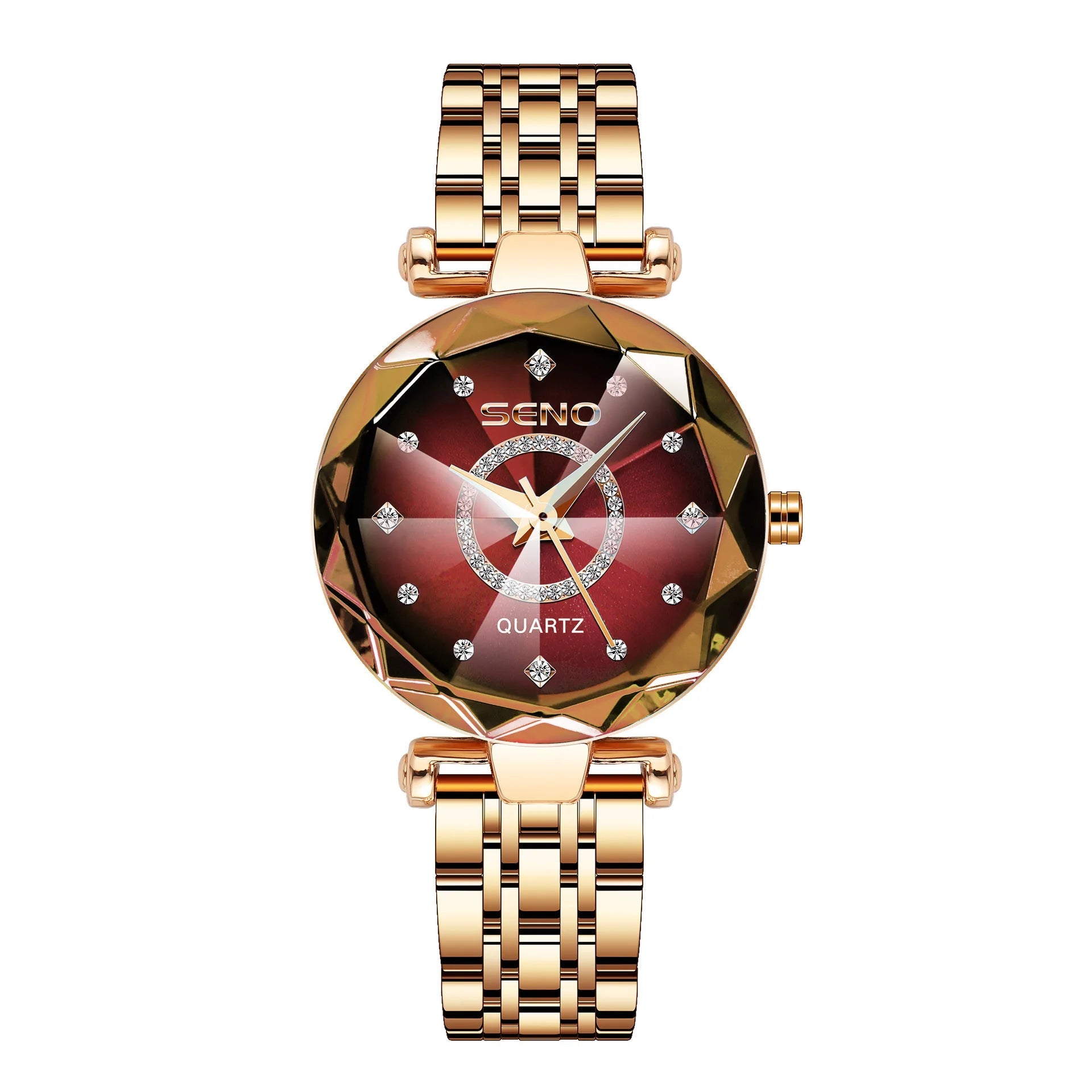 SENO Ocean Star Women Crystal Watch 2024 Top Brand Luxury Rose Gold Women Bracelet Watch for Ladies Wrist Watch Relogio Feminino SS69