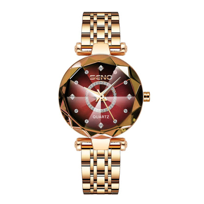 SENO Ocean Star Women Crystal Watch 2024 Top Brand Luxury Rose Gold Women Bracelet Watch for Ladies Wrist Watch Relogio Feminino SS69