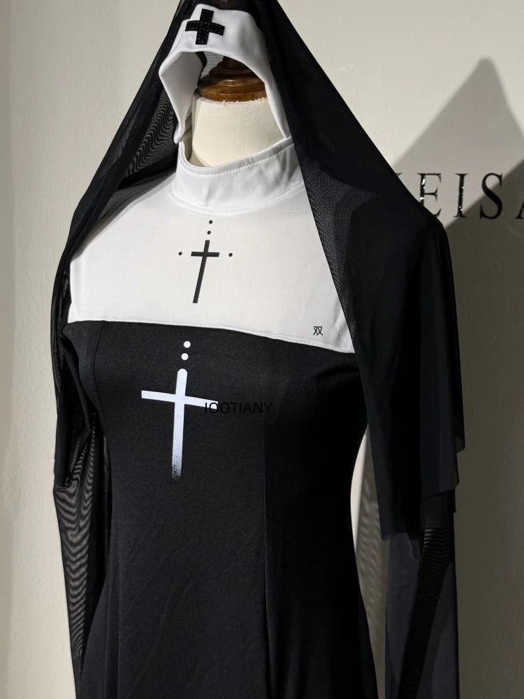 Halloween Cute Female Anime Nun Costume Role Play Performance Clothes Sexy Ladies Performance Fancy Dress Sister Costume New