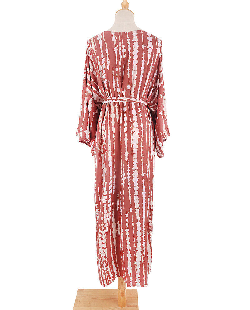 Tie Dye Kimono Swimsuit Cover-Up for Women - Flowy Rayon Beach Dress