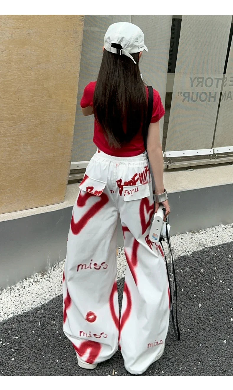 summer junior Girls Love Graffiti Casual Pants teenager girl Casual Hip Hop cargo pants kids Dance pants children clothes - SS69