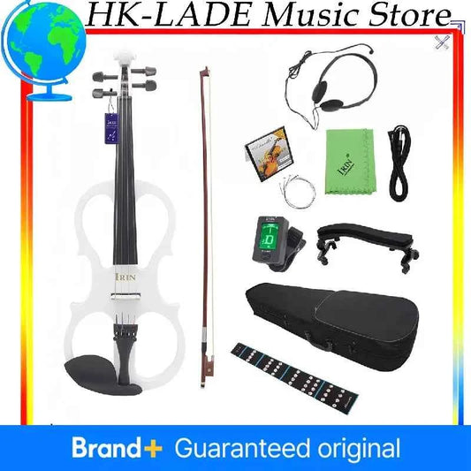 IRIN 4/4 Electric Violin Maple Body Silent Violin With Bow Case Headphone Cable Violin Shoulder Rest Aluminium Alloy Accessories