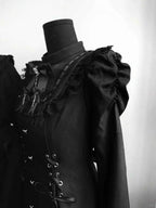2025 Autumn Gothic Lolita Dress Sweet Heart Black Bow - Elegant Long Sleeve Short Dress with Lace Trim Slim Fit Waist for Women