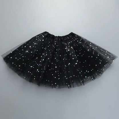 XMOMISEL Girls Sequined Star Tulle Tutu Skirt A-Line Mini Dancewear