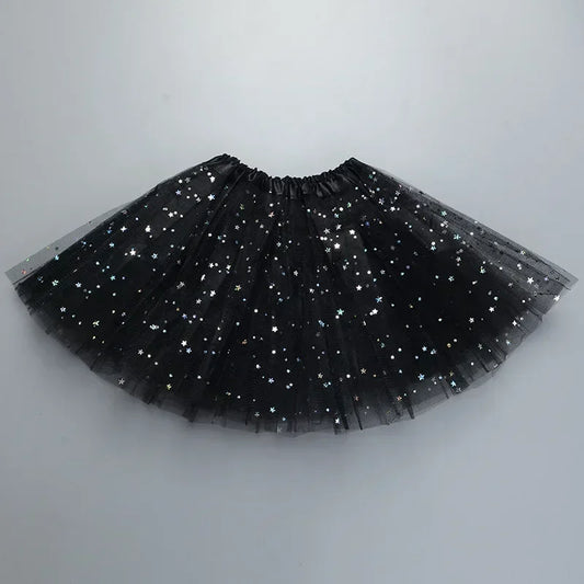 XMOMISEL Girls Sequined Star Tulle Tutu Skirt A-Line Mini Dancewear
