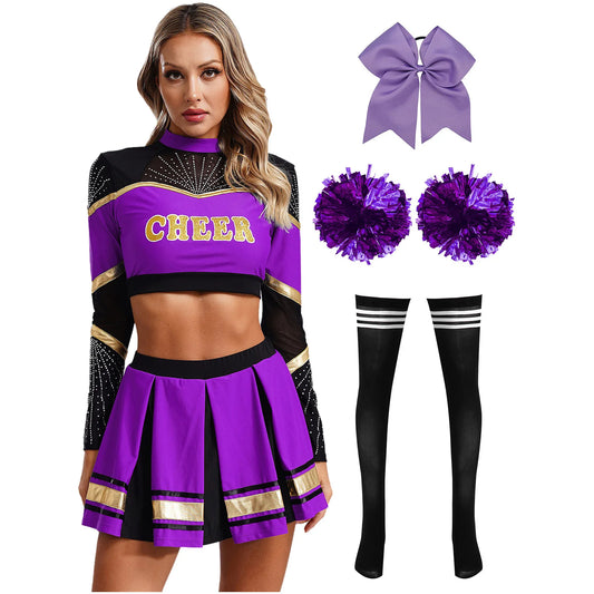 SS69 Women Cheerleading Performance Costume Set with Crop Top and Skirt