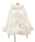 Liz Japanese Sweet Princess Faux Rabbit Fur Cape Coat Autumn Winter Girl Women Fur Jacket Clock Rhinestone Bow Hooded Coat