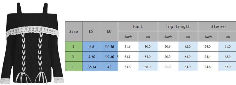 Pretty Cute Outfits Harajuku Cosplay Sweater Kawaii Lace Trim Off Shoulder Pullovers Y2K Aesthetic Vintage Long Sleeve Jumpers SS69