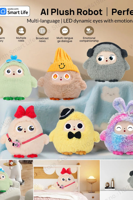 AI Plush Toy W/Smart Voice&LED Eyes,Interactive Companion for Kid/Adult‌Gift-ReadyRechargeable E-Pet open up fun life W/Tuya App