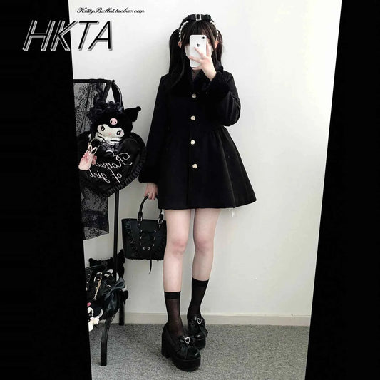 Original Japanese Sweet Imitation Woolen Coat Removable Fur Collar 2025 Winter Jacket Love Single-breasted Wool Overcoat Femlae